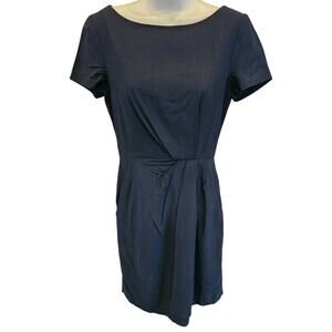 Theory little Black dress w/ pockets Balbina Drapey Wool Blend Dress 4 *FLAWS*